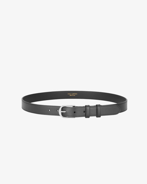 JACQUES BELT IN BLACK W/ SHINY SILVER BUCKLE