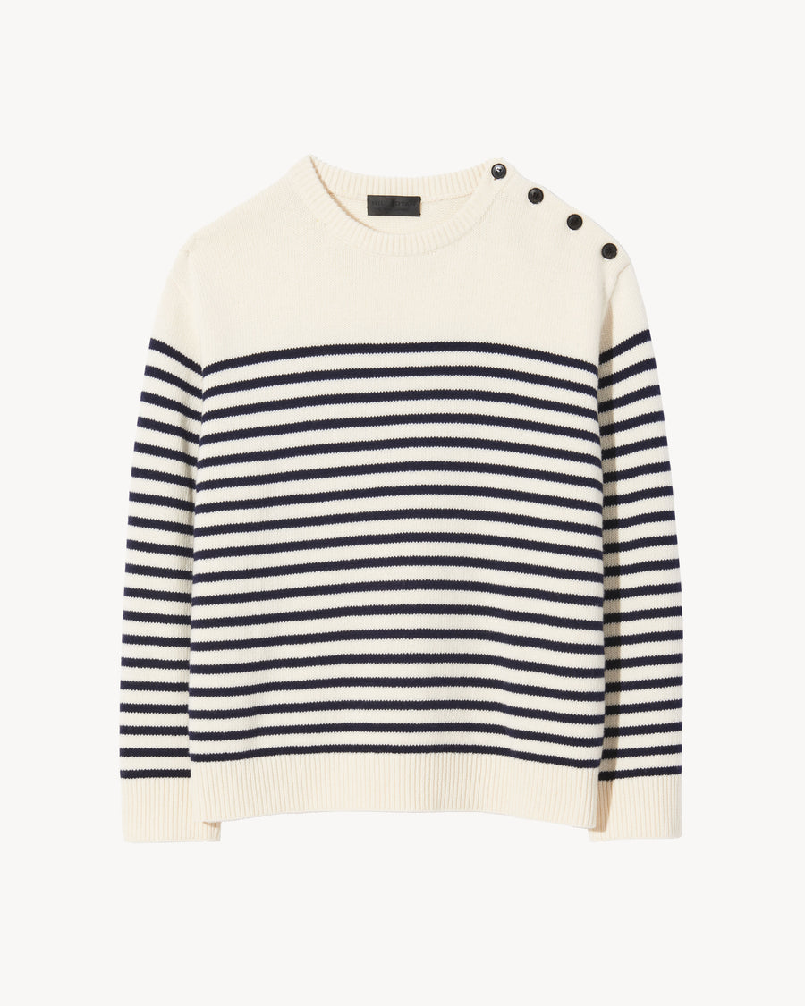 IVORY/DARK NAVY STRIPE