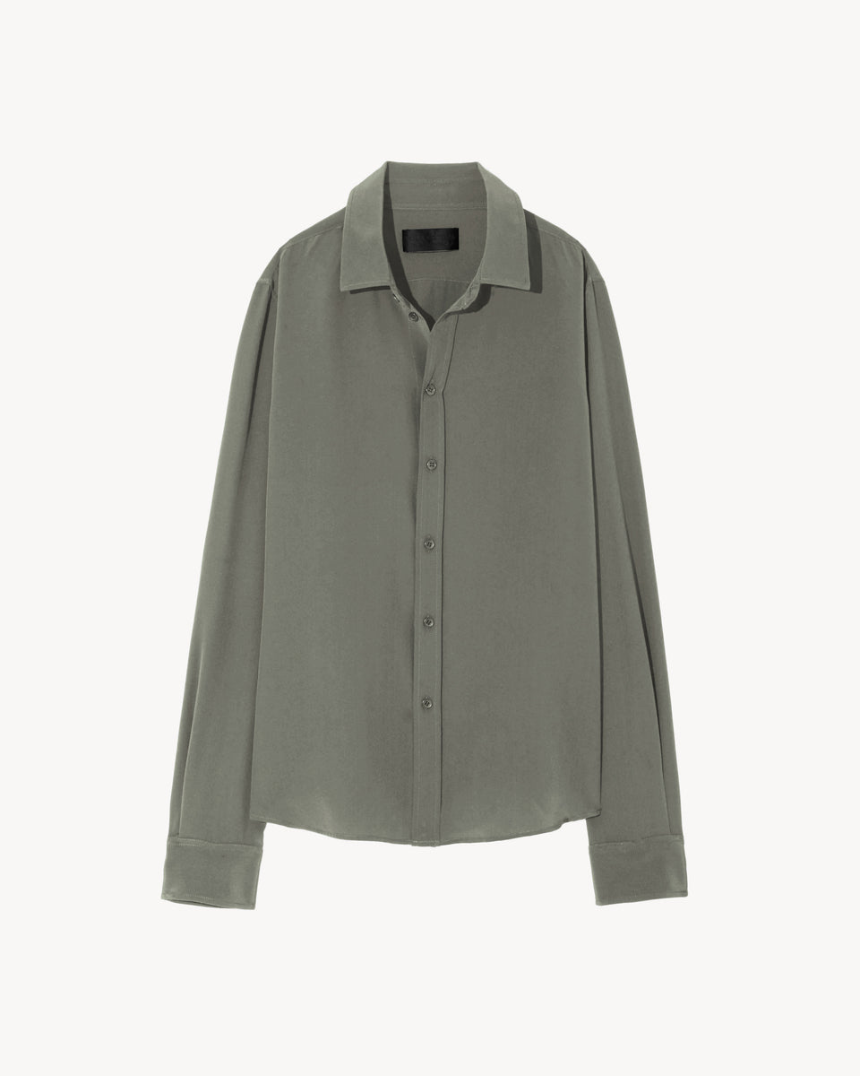 GAIA SILK SHIRT IN ADMIRAL GREEN