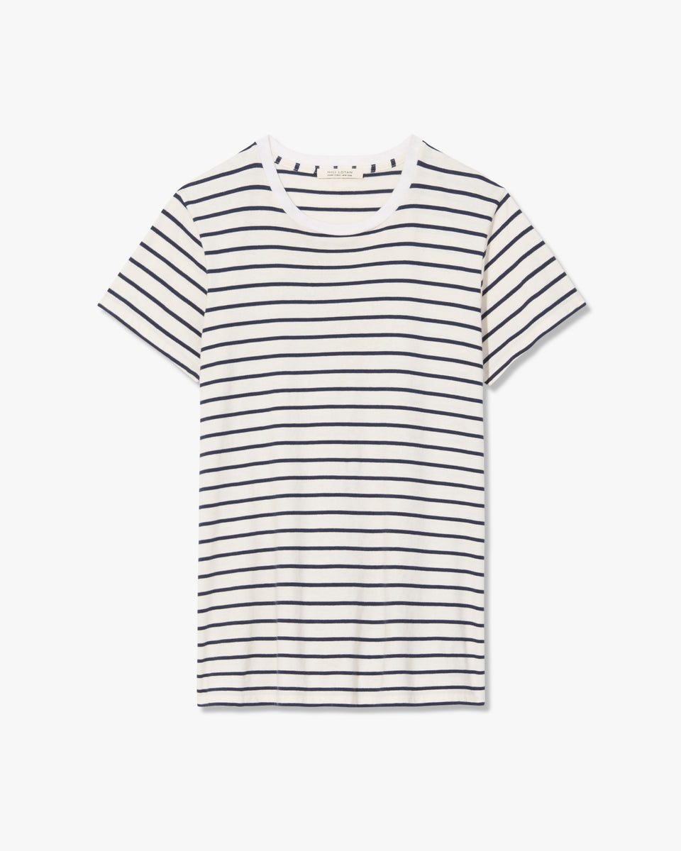 MARIELA TEE IN NAVY/IVORY STRIPE