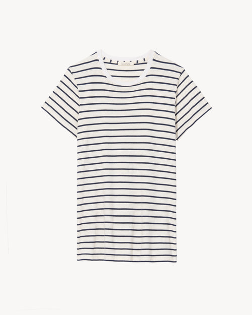 MARIELA TEE IN NAVY/IVORY STRIPE