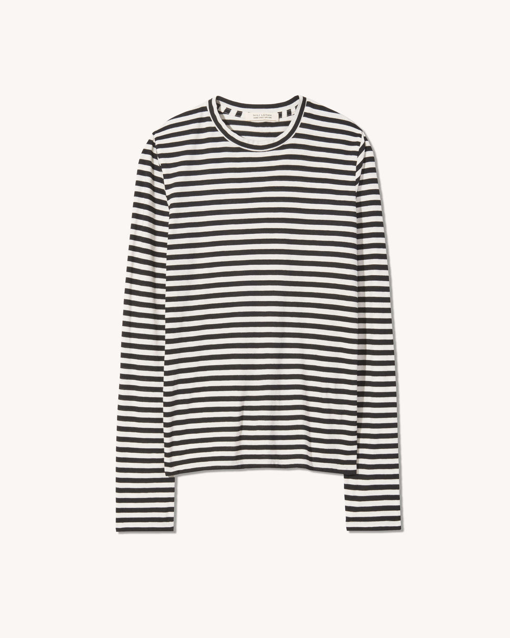 SUSANA LONG SLEEVE TEE IN BLACK/IVORY STRIPE