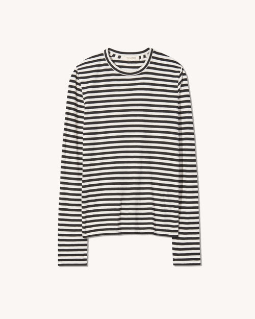 SUSANA LONG SLEEVE TEE IN BLACK/IVORY STRIPE
