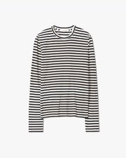SUSANA LONG SLEEVE TEE IN BLACK/IVORY STRIPE