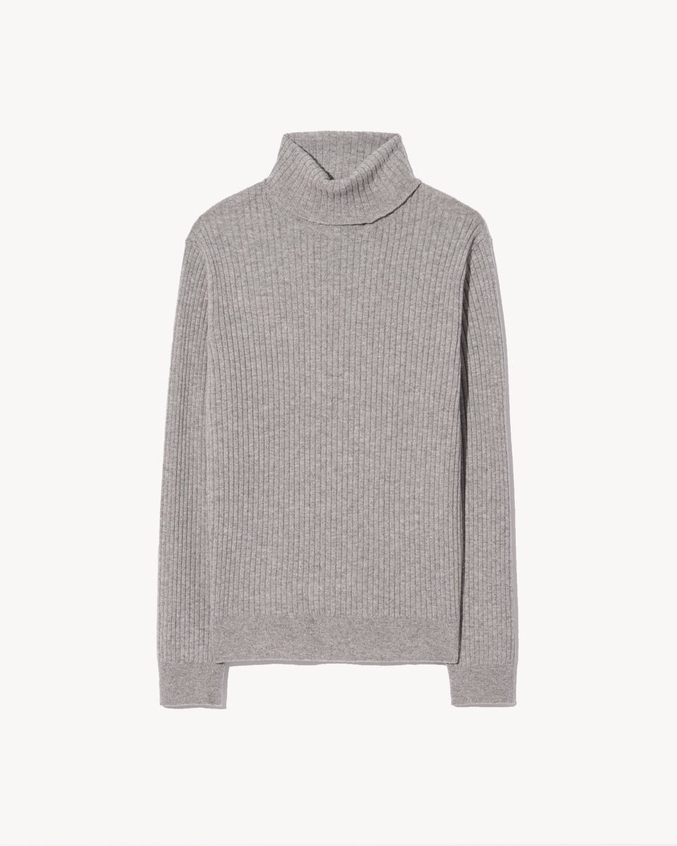 COLE CASHMERE TURTLENECK SWEATER IN HEATHER GREY