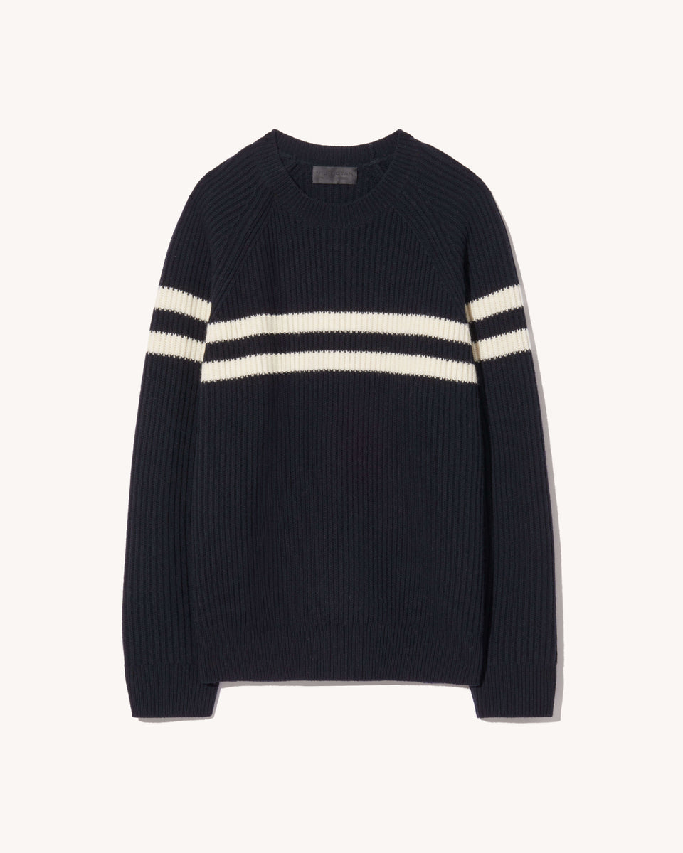 DARIUS SWEATER IN DARK NAVY/IVORY