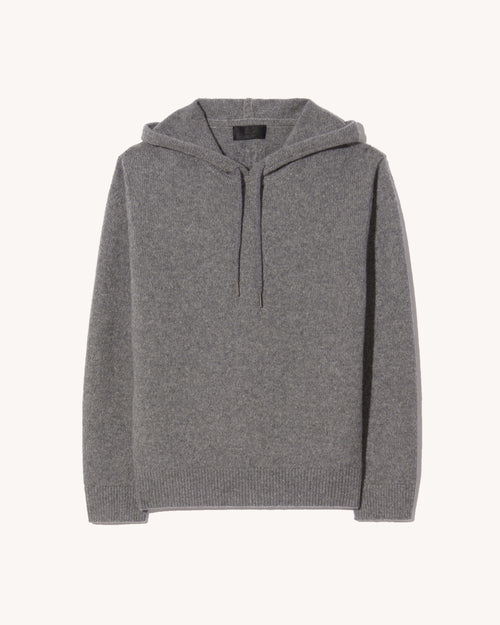 MARLON KNIT HOODIE IN GREY MELANGE