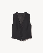ANGELINA VEST IN BLACK PINSTRIPE