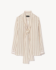 ANGELIQUE SILK BLOUSE IN BRANDY STRIPES