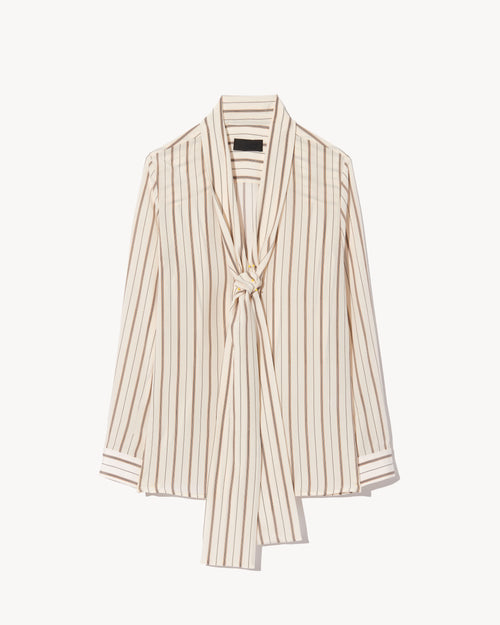 ANGELIQUE SILK BLOUSE IN BRANDY STRIPES