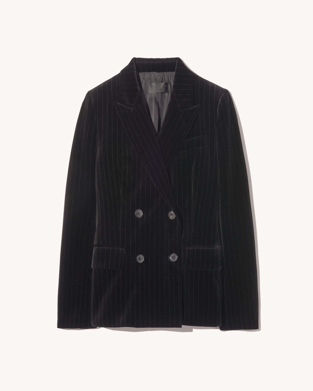 VEDA VELVET JACKET IN BLACK PINSTRIPE