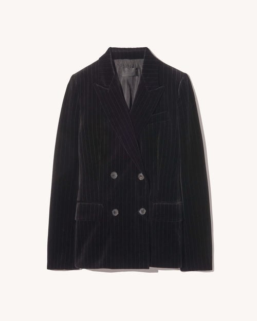 VEDA VELVET JACKET IN BLACK PINSTRIPE