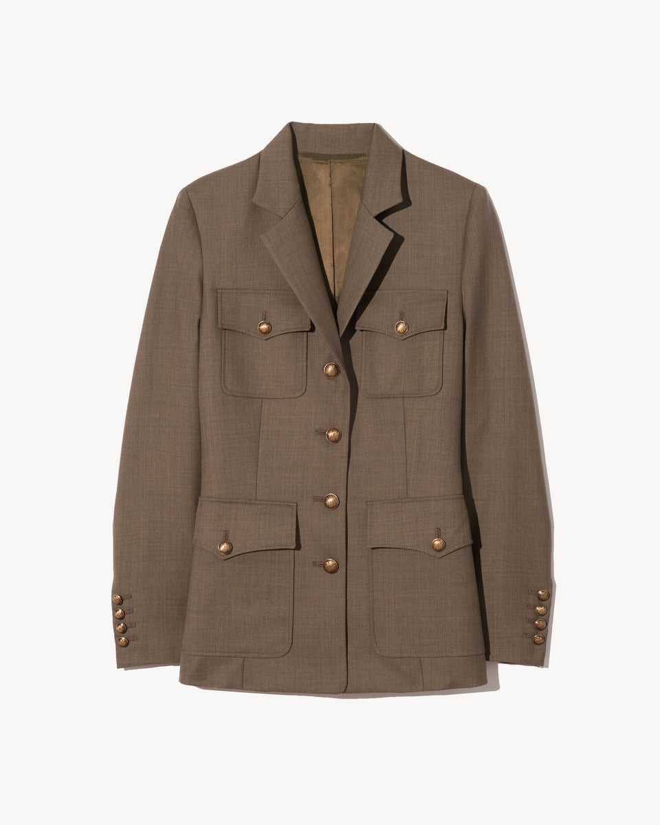 NELSON WOOL JACKET IN TAUPE GREY