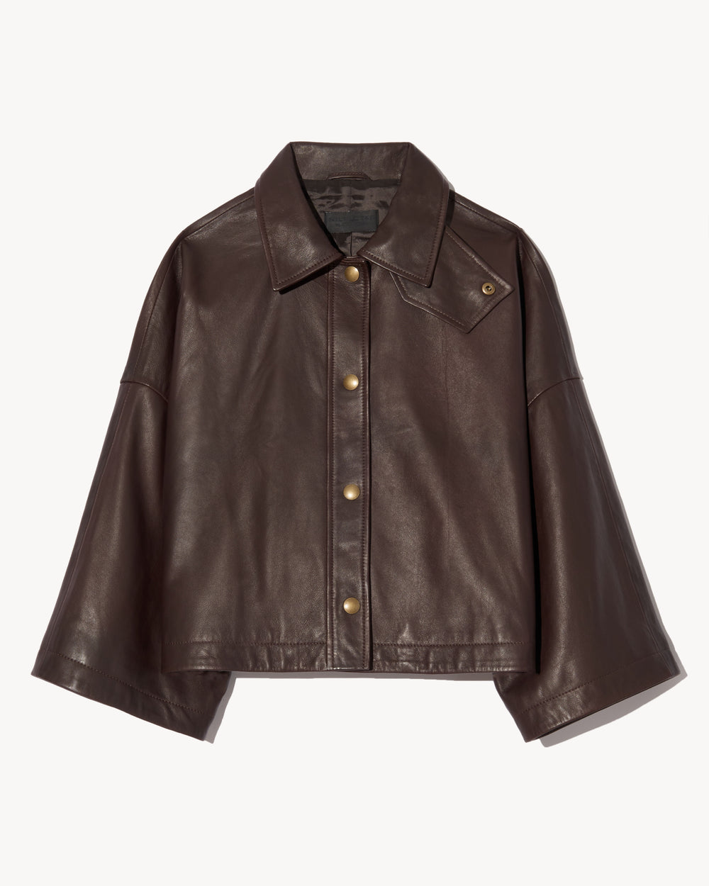 INES LEATHER JACKET IN DARK BROWN