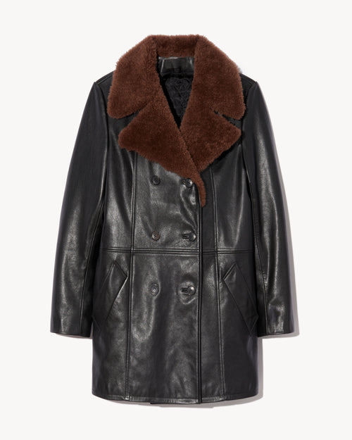 JAYDEN LEATHER COAT IN BLACK