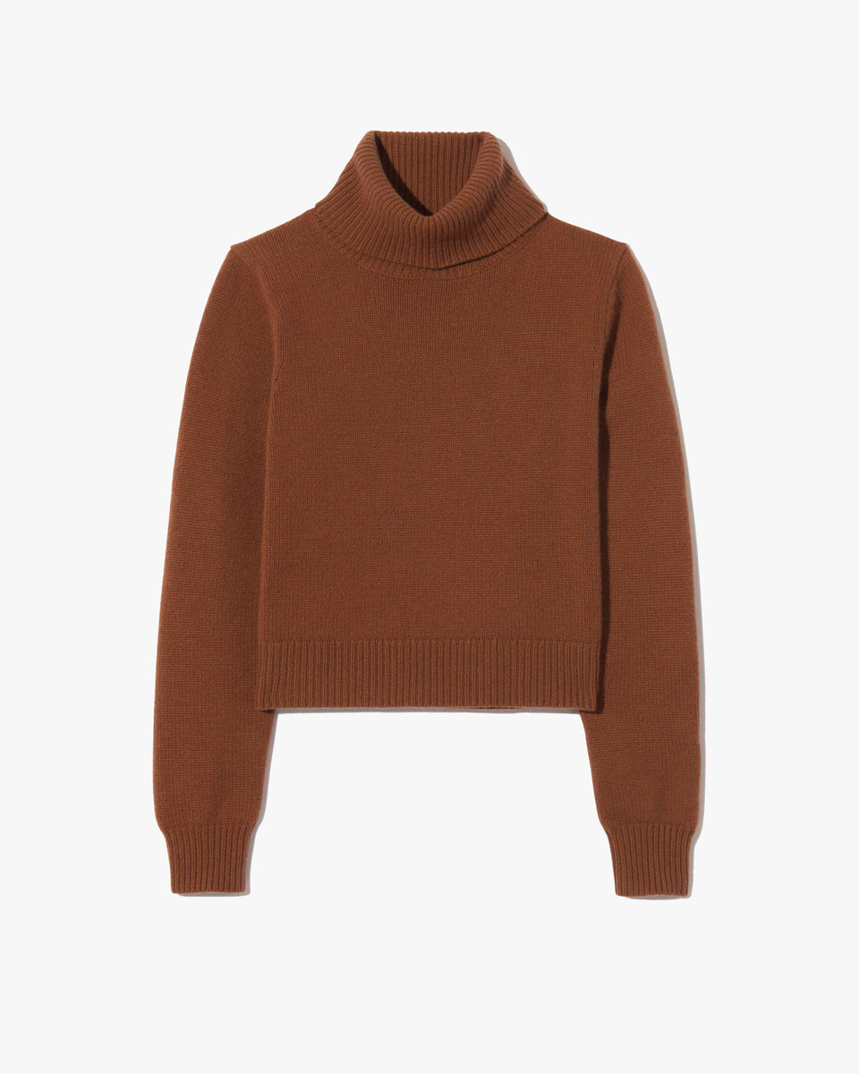 HOLLYN CASHMERE TURTLENECK SWEATER IN COFFEE