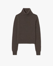 HOLLYN CASHMERE TURTLENECK SWEATER IN DARK UMBER MELANGE