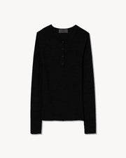 KLARISE HENLEY KNIT IN BLACK