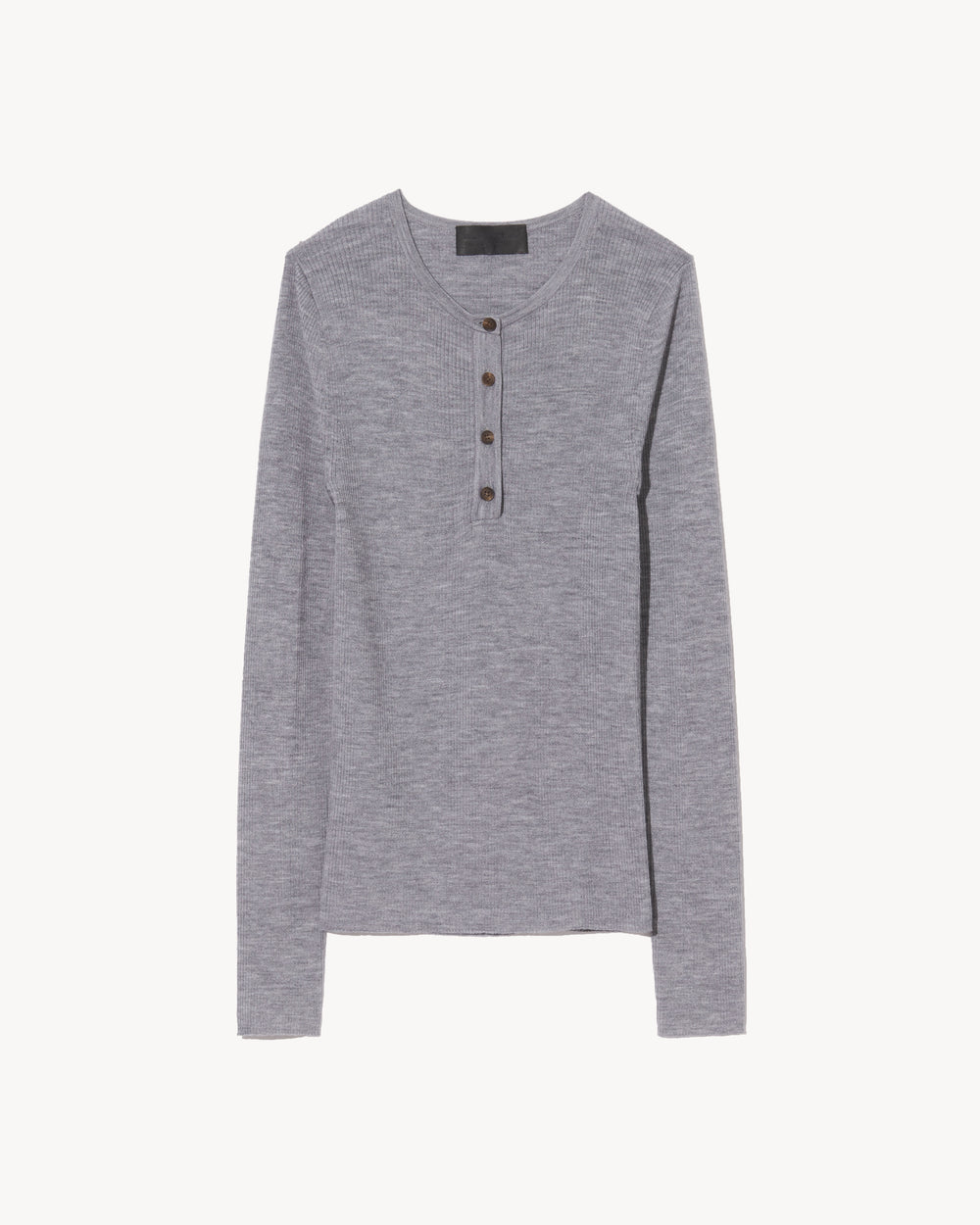 KLARISE HENLEY KNIT IN MEDIUM GREY MELANGE