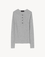 KLARISE HENLEY KNIT IN MEDIUM GREY MELANGE