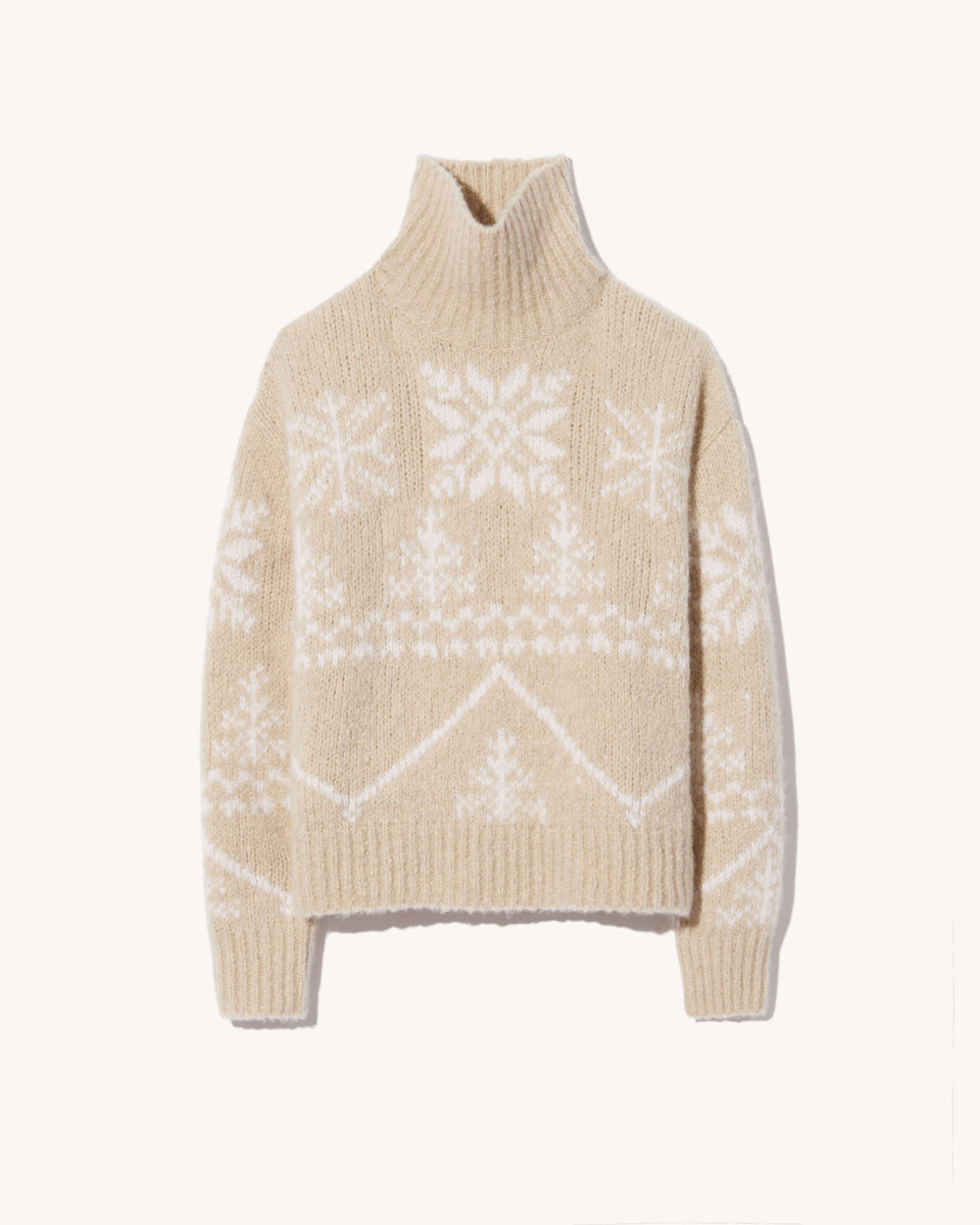 MEREDITH TURTLENECK SWEATER IN BEIGE/IVORY