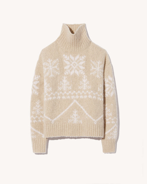 MEREDITH TURTLENECK SWEATER IN BEIGE/IVORY