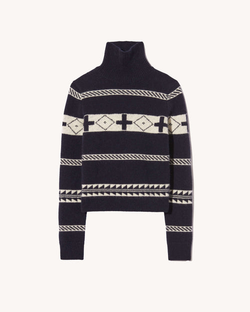 KEZIAH SWEATER IN DARK NAVY/IVORY