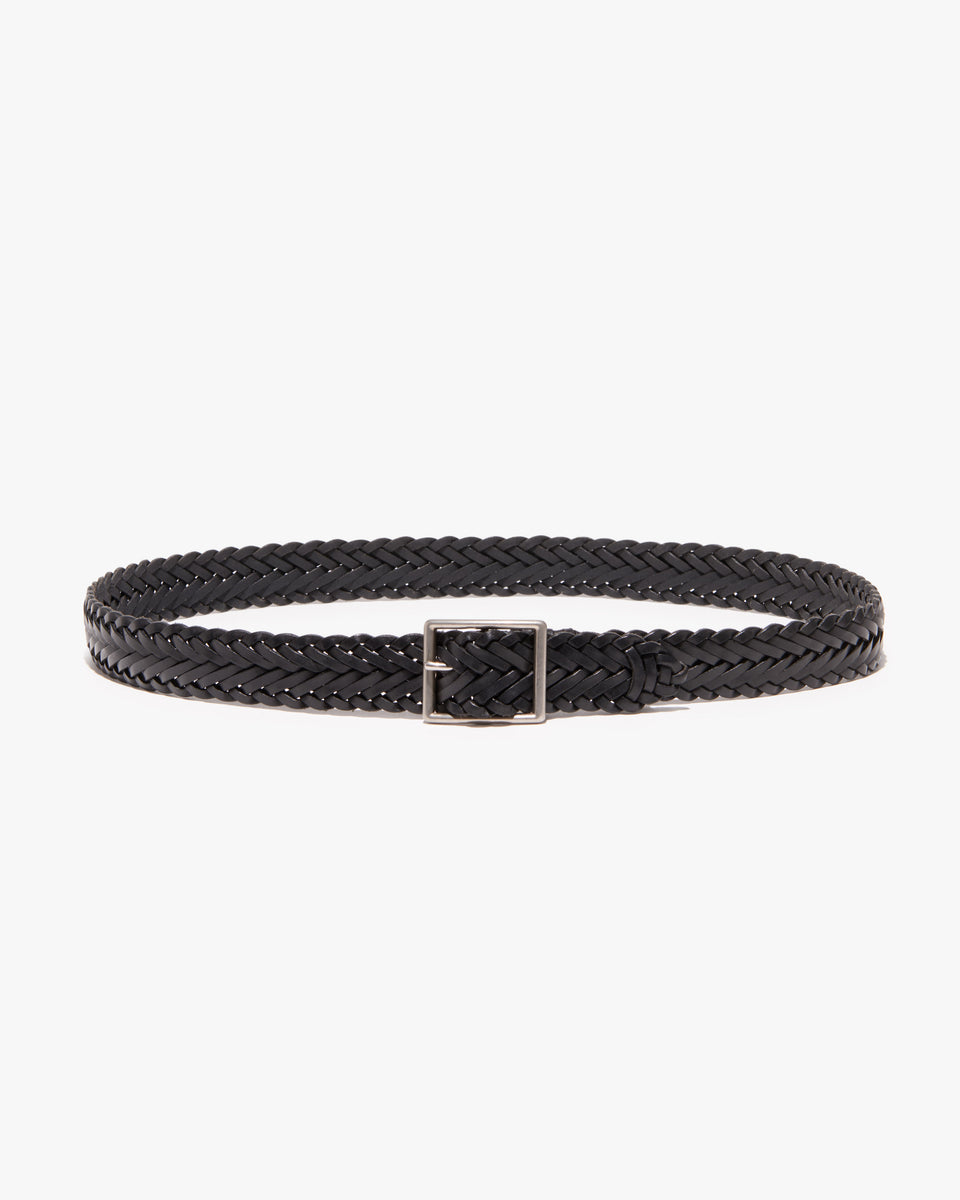 NIC BRAIDED BELT IN BLACK W/ ANTIQUE SILVER BUCKLE