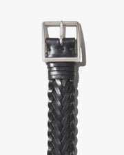 NIC BRAIDED BELT IN BLACK W/ ANTIQUE SILVER BUCKLE
