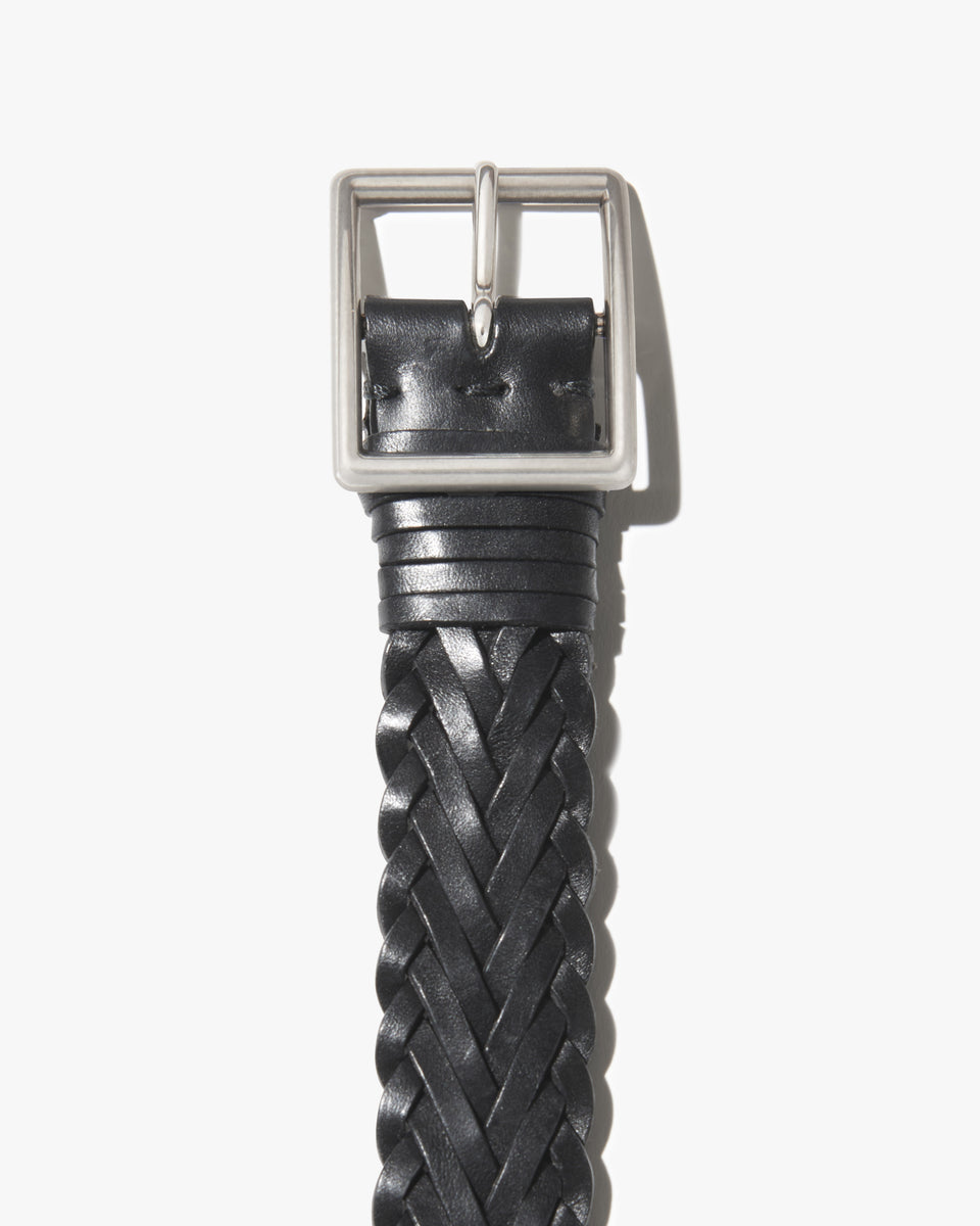 NIC BRAIDED BELT IN BLACK W/ ANTIQUE SILVER BUCKLE