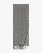 CASHMERE WOVEN SCARF IN IVORY/BLACK HOUNDSTOOTH
