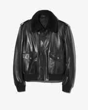DAYMON LEATHER JACKET IN BLACK
