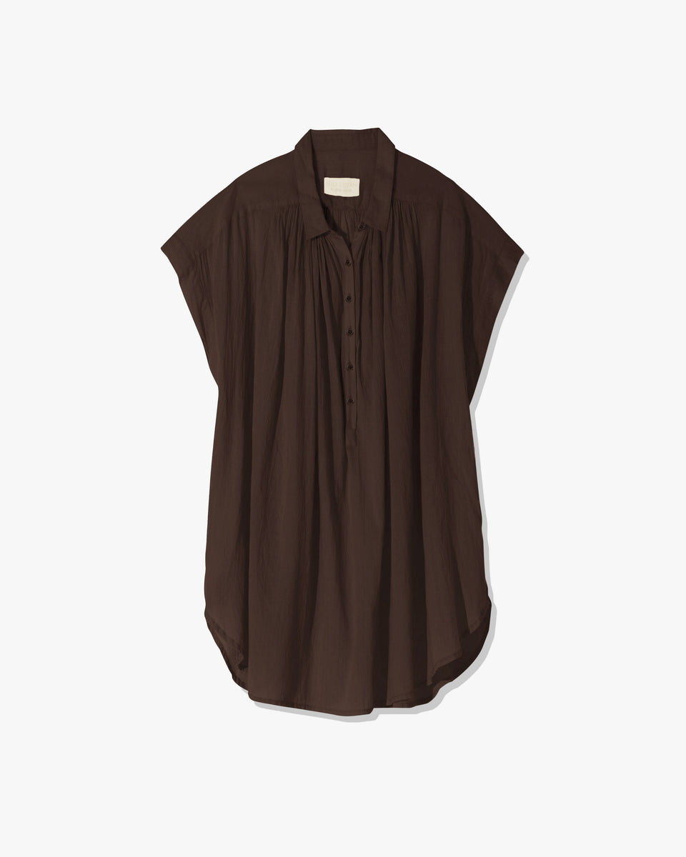 NORMANDY BLOUSE IN CHOCOLATE BROWN