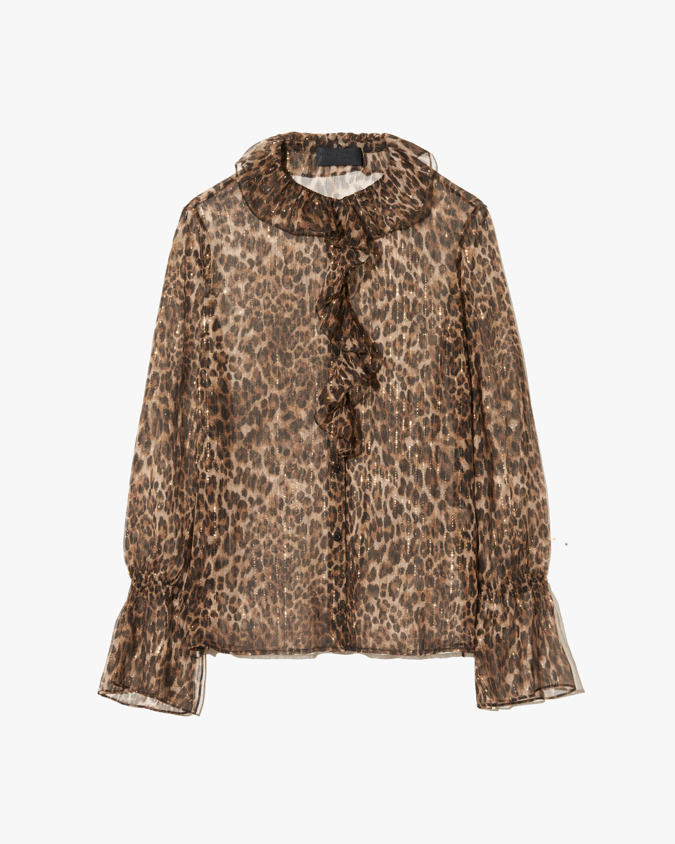 CECILY SILK SHIRT IN LUREX LEOPARD