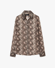 GAIA SILK SHIRT IN STONE/BROWN SNAKE PRINT