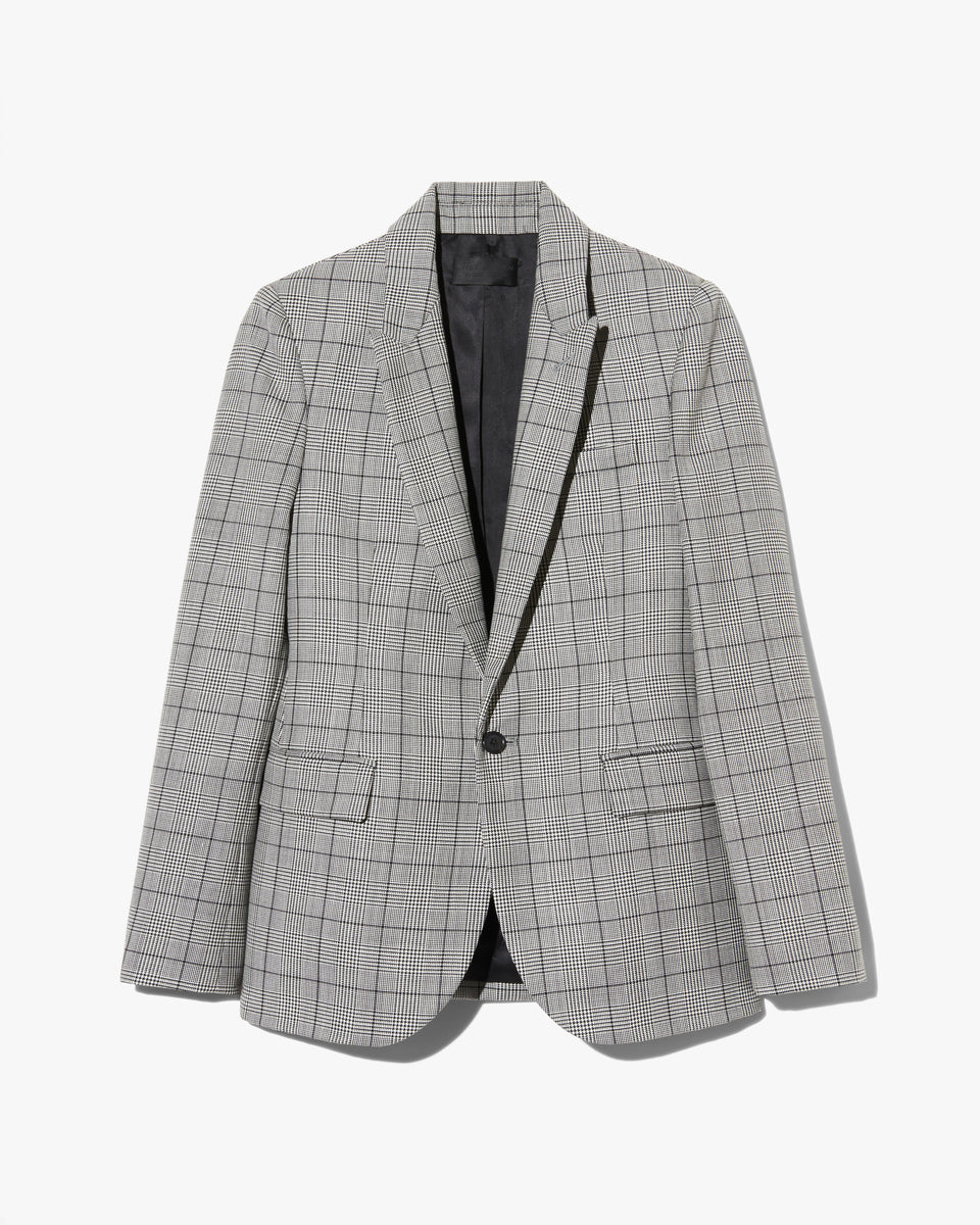 ANABEL TAILORED WOOL BLAZER IN BLACK PLAID