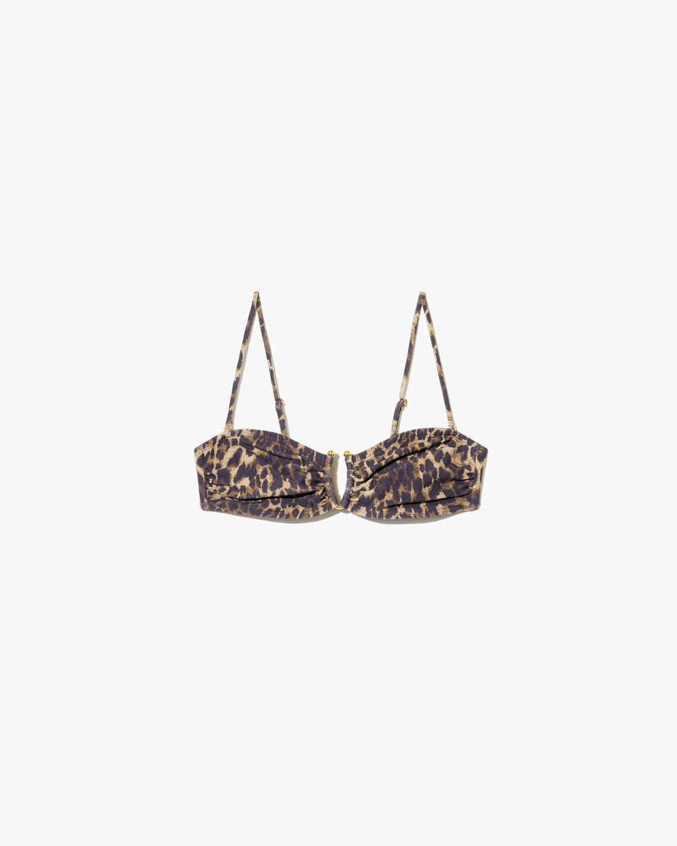BANDEAU BIKINI TOP IN VINTAGE LEOPARD PRINT