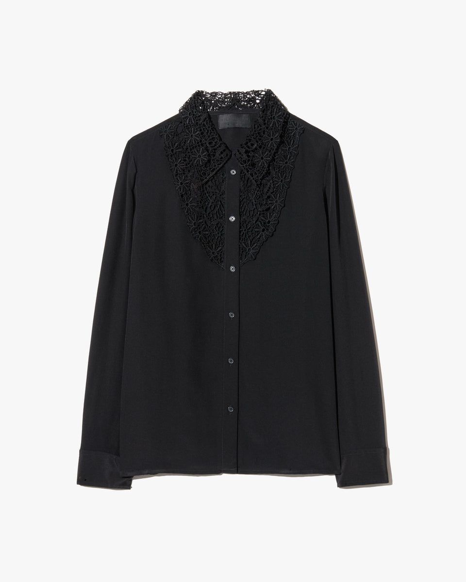 ZOLA LACE SILK SHIRT IN BLACK