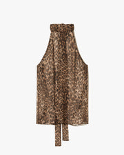 ALLA SILK HALTERNECK TOP IN LUREX LEOPARD