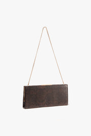 ANJELICA CLUTCH IN ESPRESSO/BLACK SNAKE SKIN