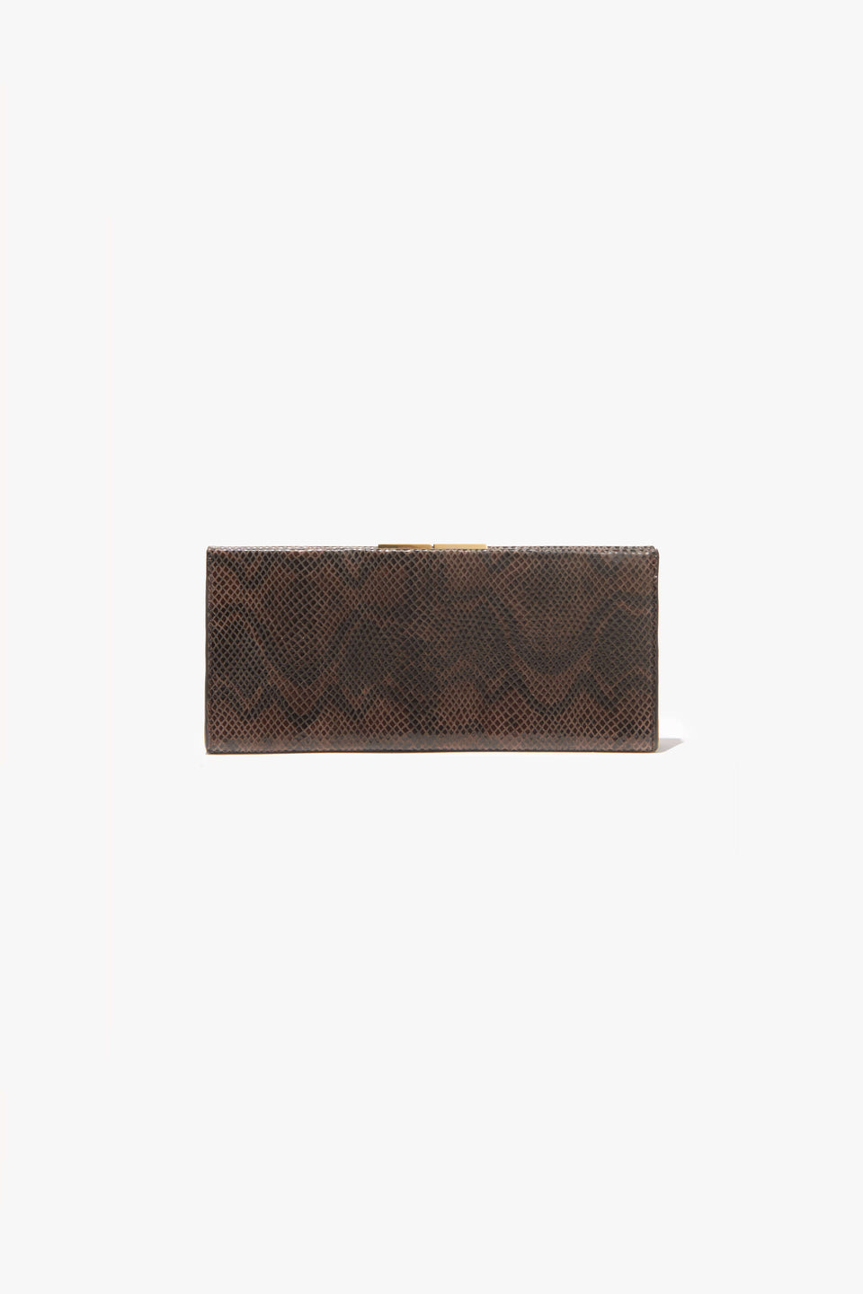 ANJELICA CLUTCH IN ESPRESSO/BLACK SNAKE SKIN