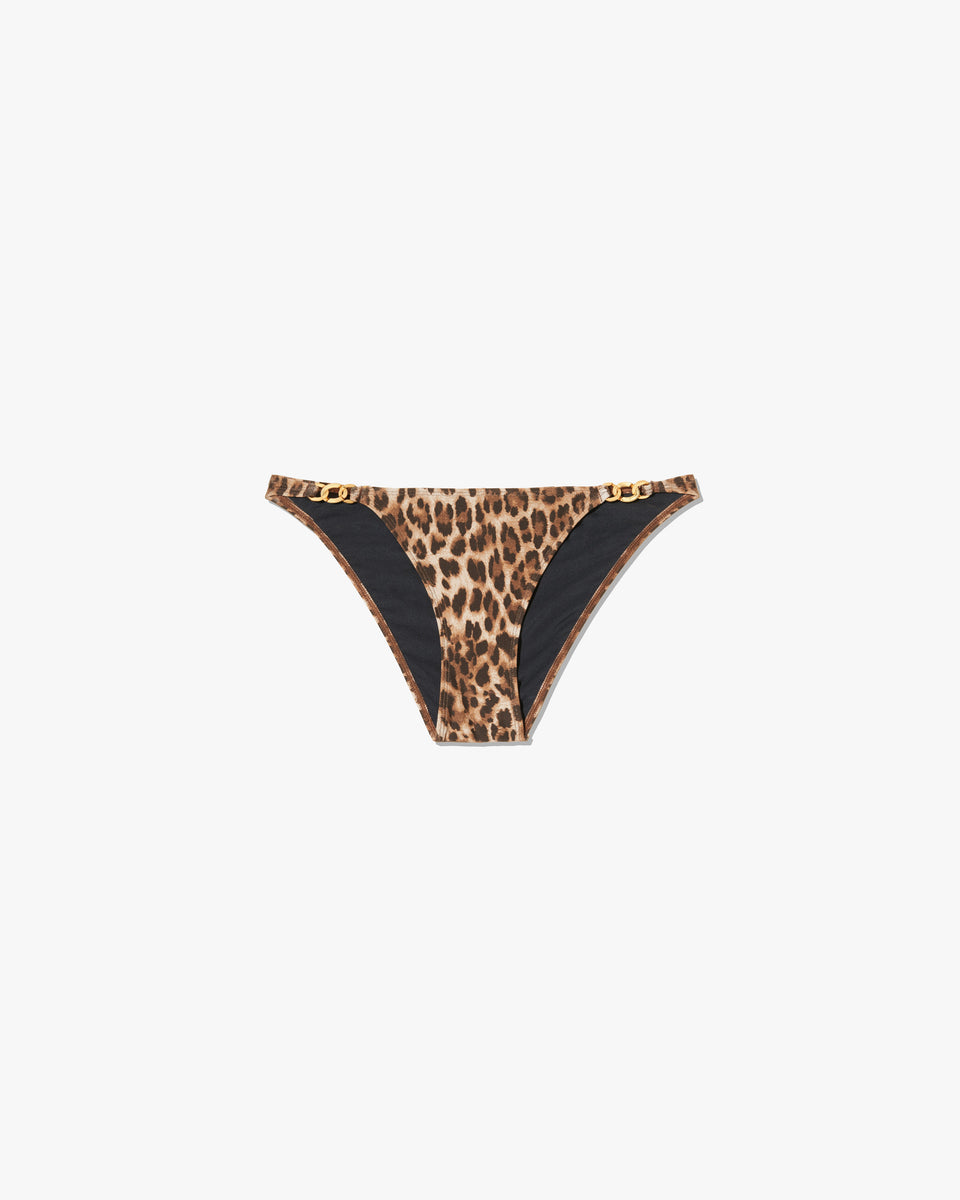 BIKINI BOTTOM WT HARDWARE IN VINTAGE LEOPARD PRINT