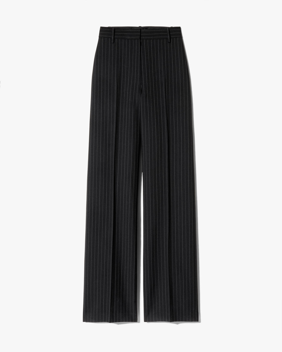 RIVERS WOOL PANT IN BLACK PINSTRIPE