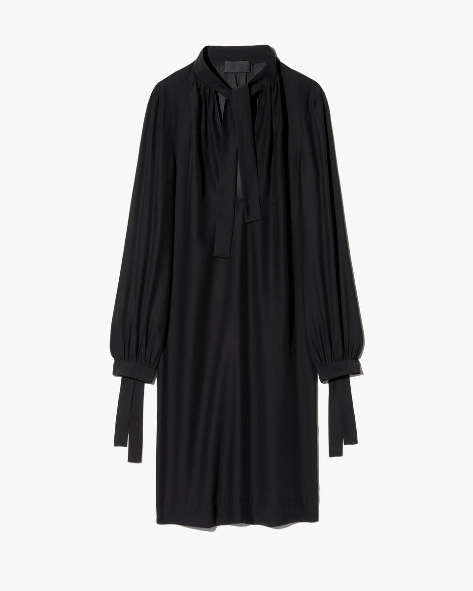VADA TIE NECK SILK DRESS IN BLACK