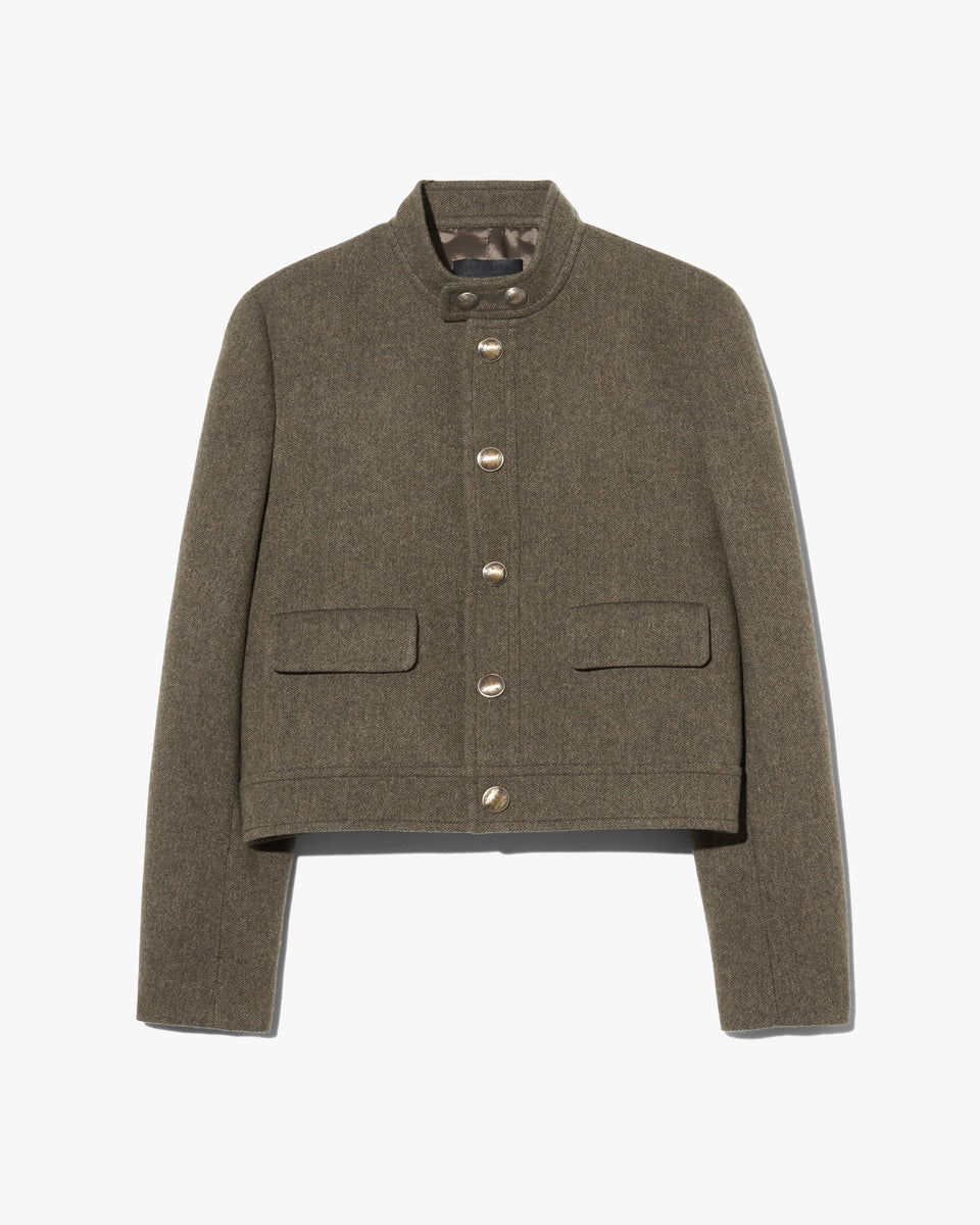HADLEY CROPPED WOOL JACKET IN MOSS GREEN