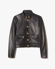 HADLEY LEATHER CROPPED JACKET IN BLACK