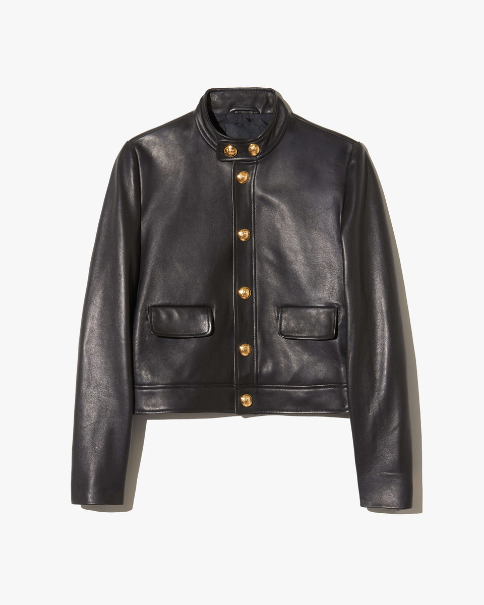 HADLEY LEATHER CROPPED JACKET IN BLACK