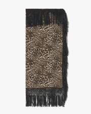 SHAWL SILK FRINGED SCARF IN VINTAGE LEOPARD PRINT