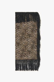 SHAWL SILK FRINGED SCARF IN VINTAGE LEOPARD PRINT