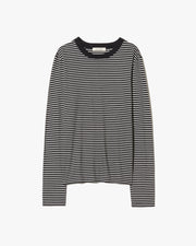 SIMONE TEE IN BLACK/IVORY STRIPE